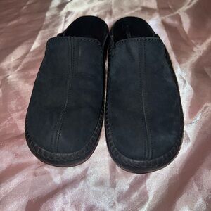 Romika Mokasso 102 slipper in black nubuck leather.